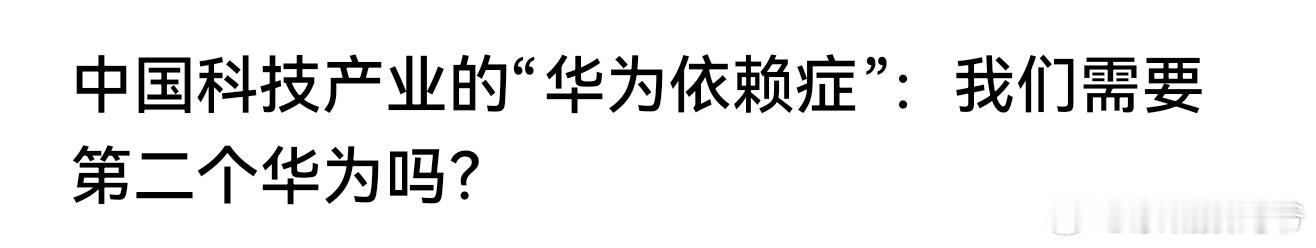 中国科技产业的“华为依赖症”：我们需要第二个华为吗？需要，华为可能并不完美，但是