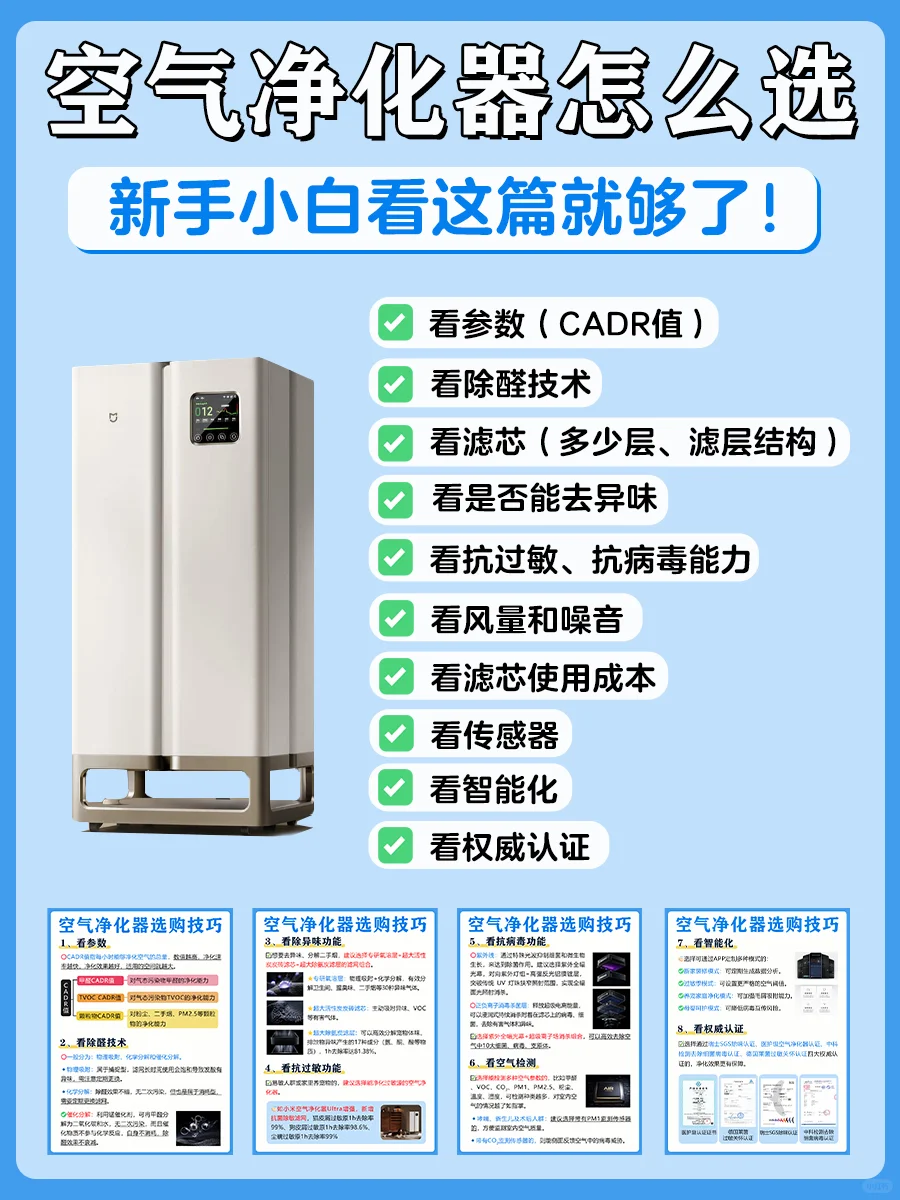 超干货❗️空气净化器怎么选❓盯紧8个细节