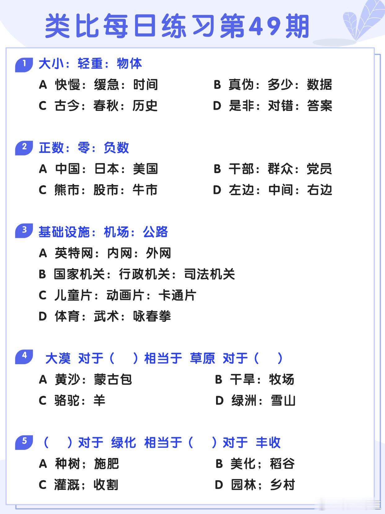 图推类比每日练习第49期图推难度：☆☆类比难度：☆☆事业单位事业单位联考决战公考