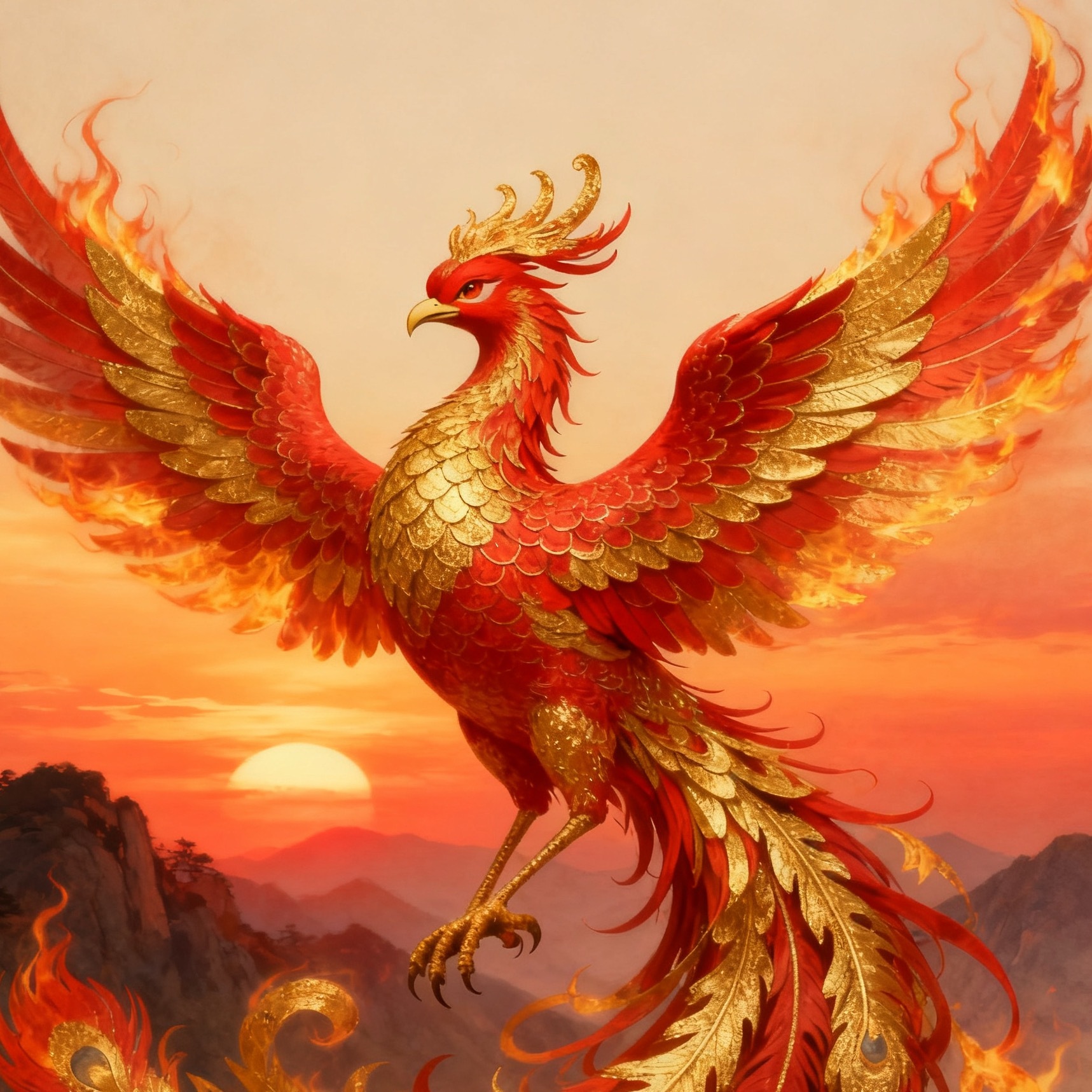 凤凰祥瑞，浴火焕新、福运绵长，事业突破瓶颈、步步高升，生活驱散阴霾、喜乐常伴🙏