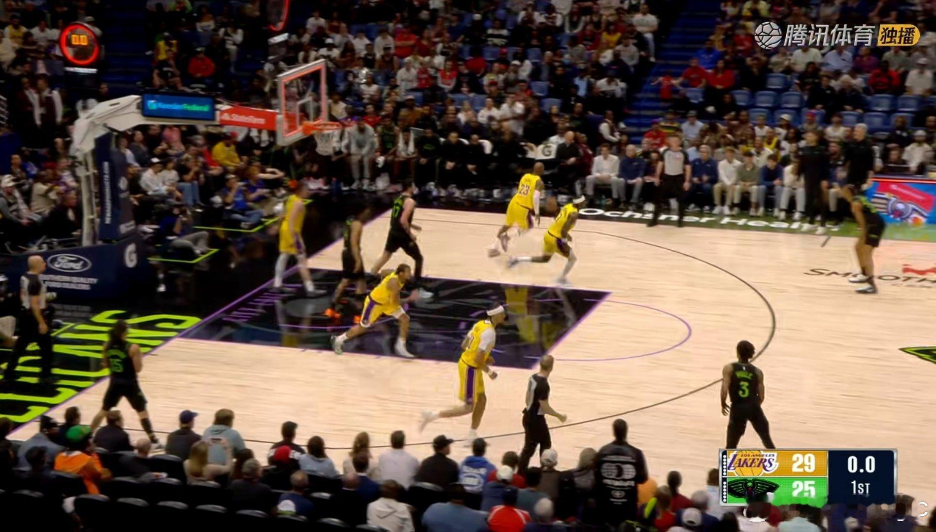 第一节结束，湖人29-25鹈鹕，你有何感想？