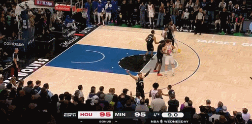 申京这个球真是狠狠打了杜兰特的脸，火箭108-110惜败森林狼，这场比赛最后时刻