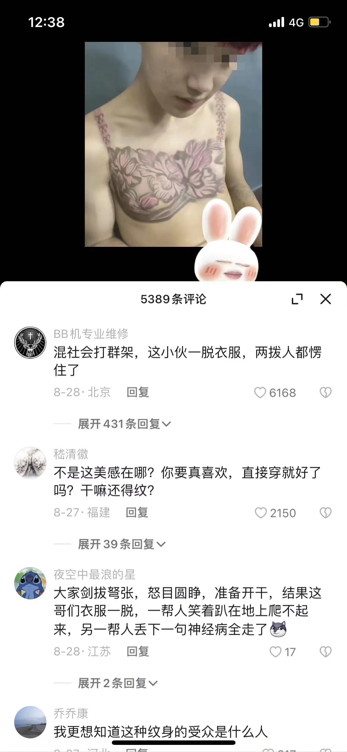 这小伙子的纹身太个性了，无论什么时候一脱衣服，绝对亮点[笑哭]