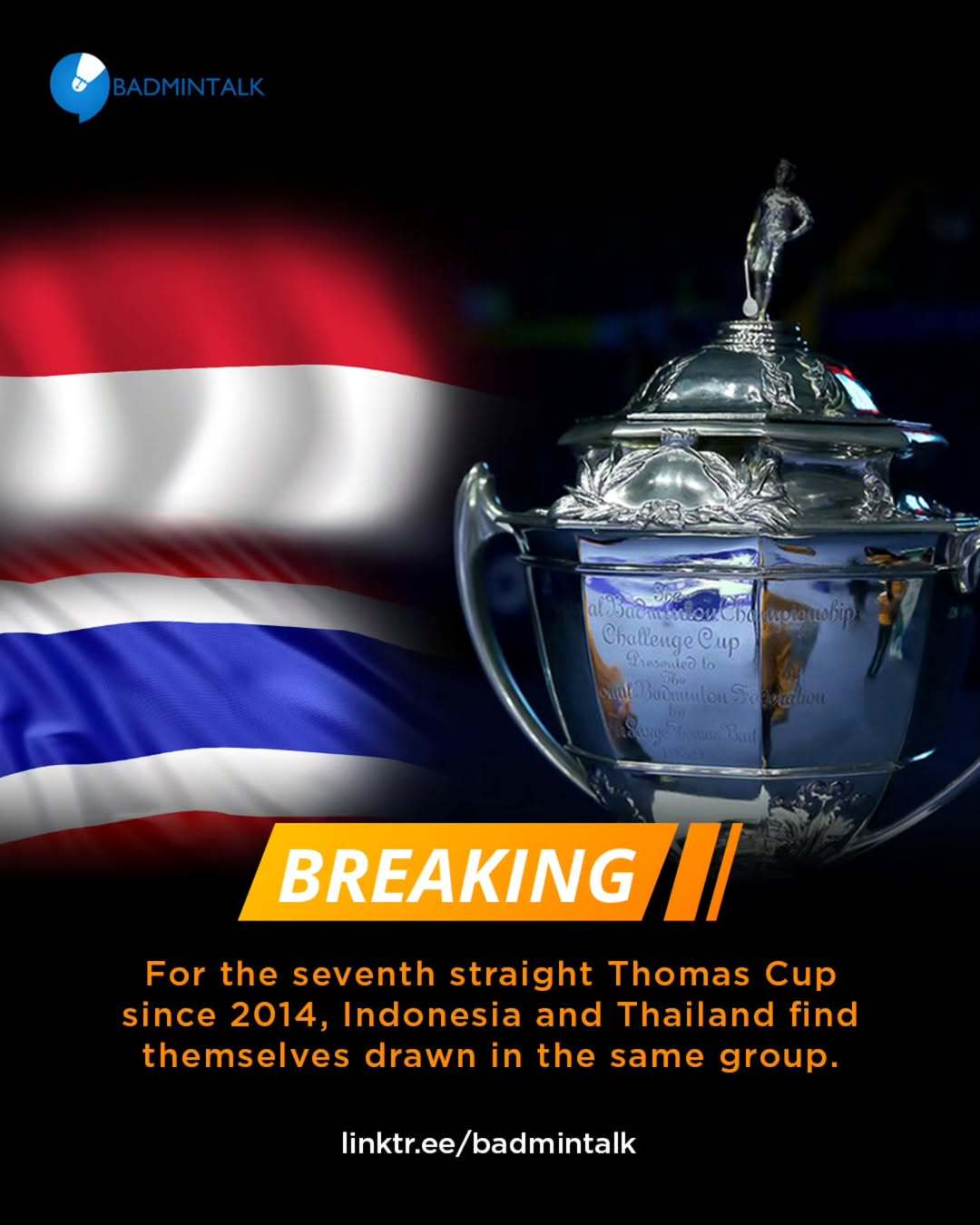 从2014年汤杯开始，印尼和泰国队已经连续7届被分在同一个小组中国羽毛球队202