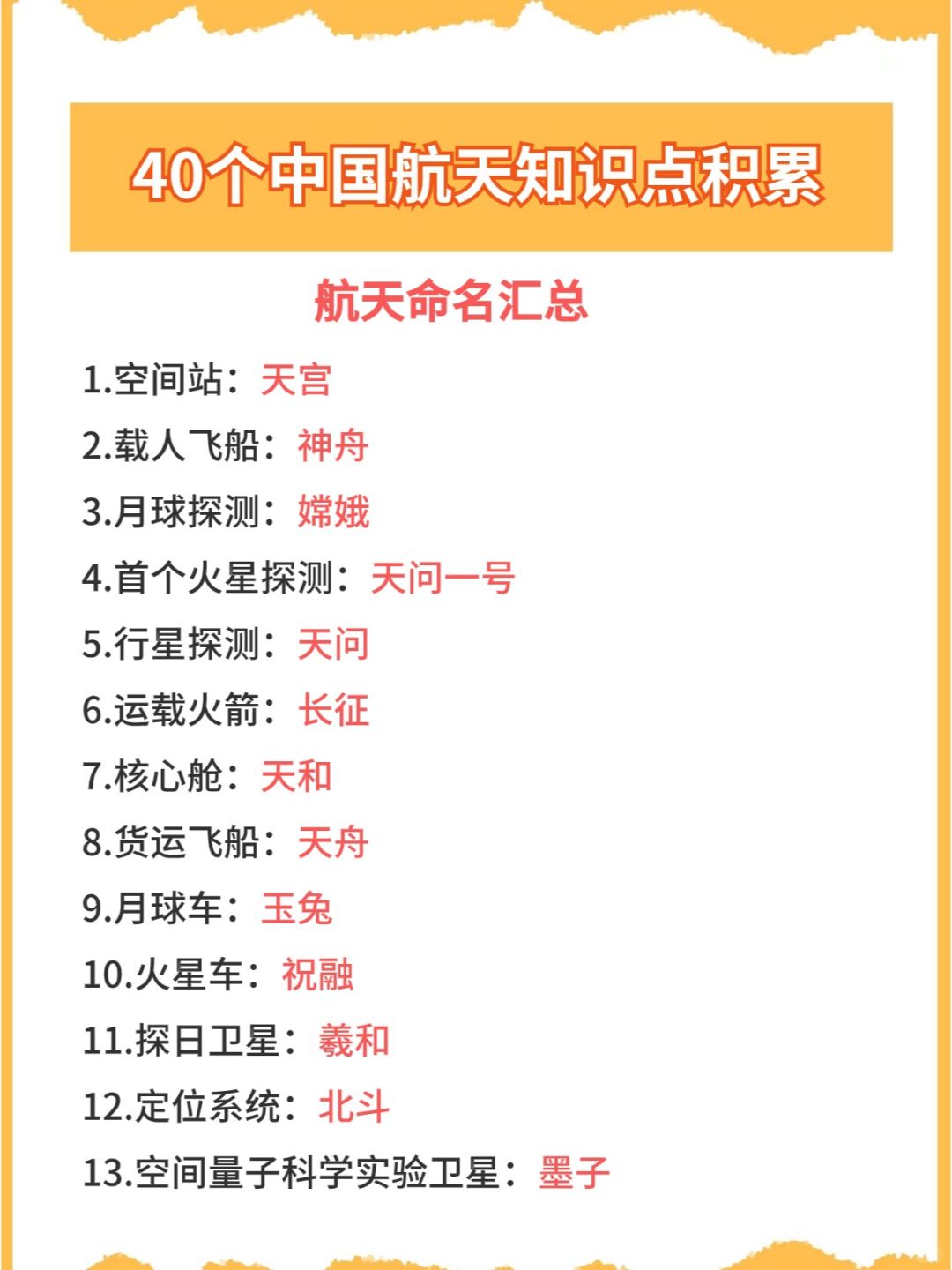 狠狠学习🇨🇳40个中国航天知识常识💯