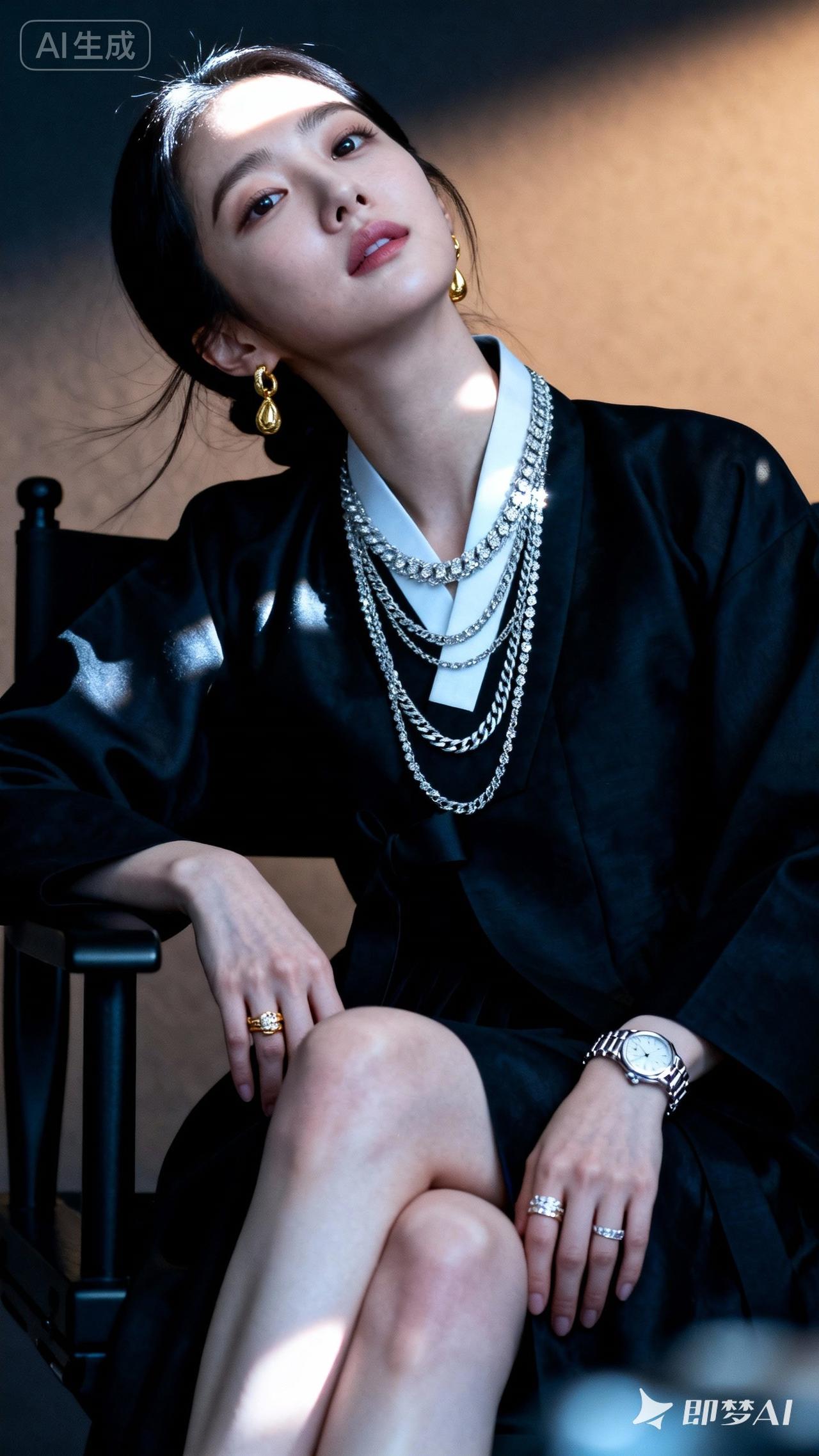 一袭优雅黑裙，搭配闪耀珠宝，奢华气质瞬间拉满！宛如时尚界的“定海神针”，素色黑裙