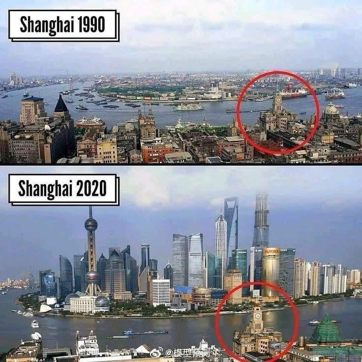 一张照片感受下上海30年的沧桑巨变。 ​​​