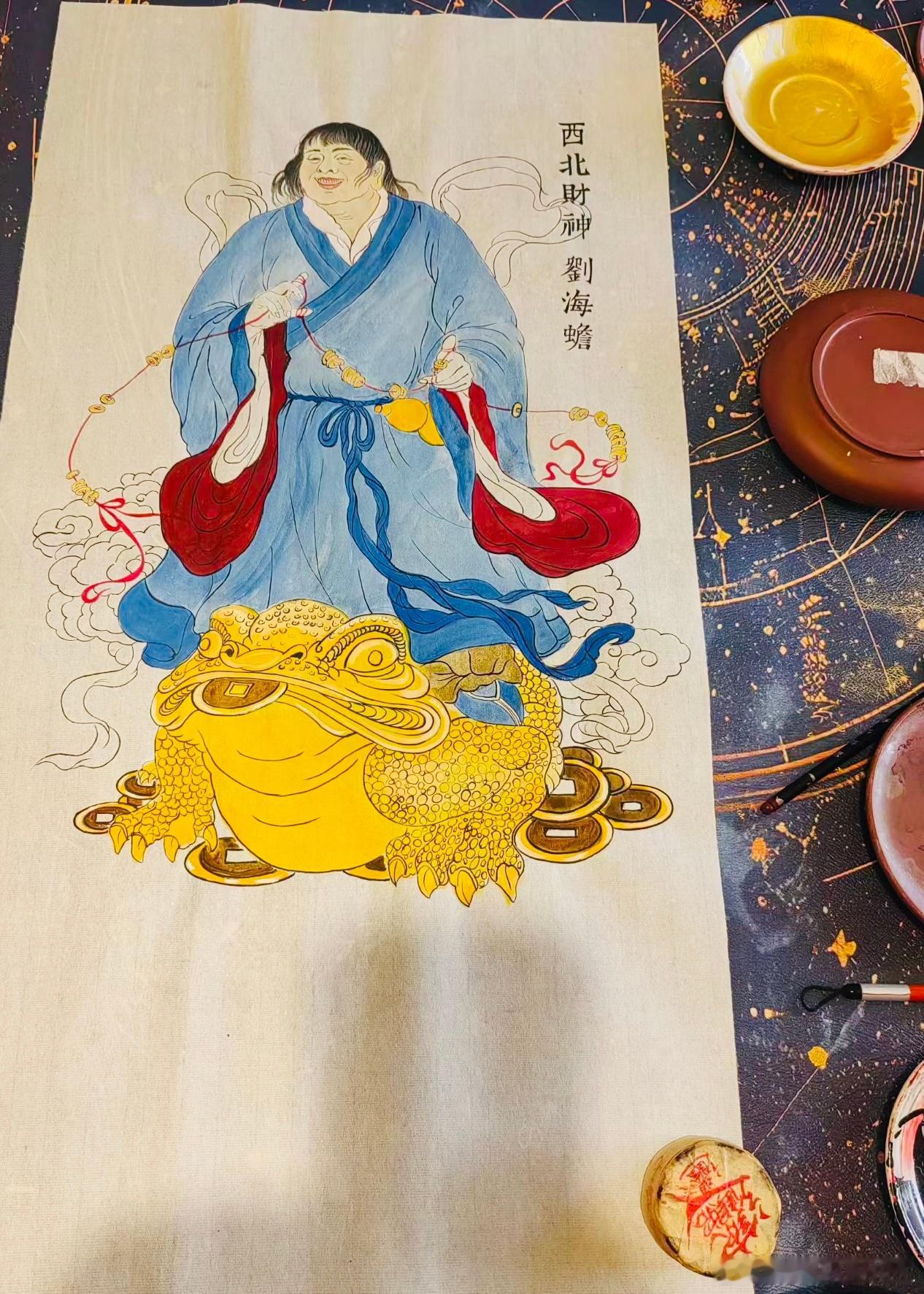 刘海蟾最广为人知的寓意，素有“刘海戏金蟾，步步钓金钱”和“家有金蟾，财源绵绵”的