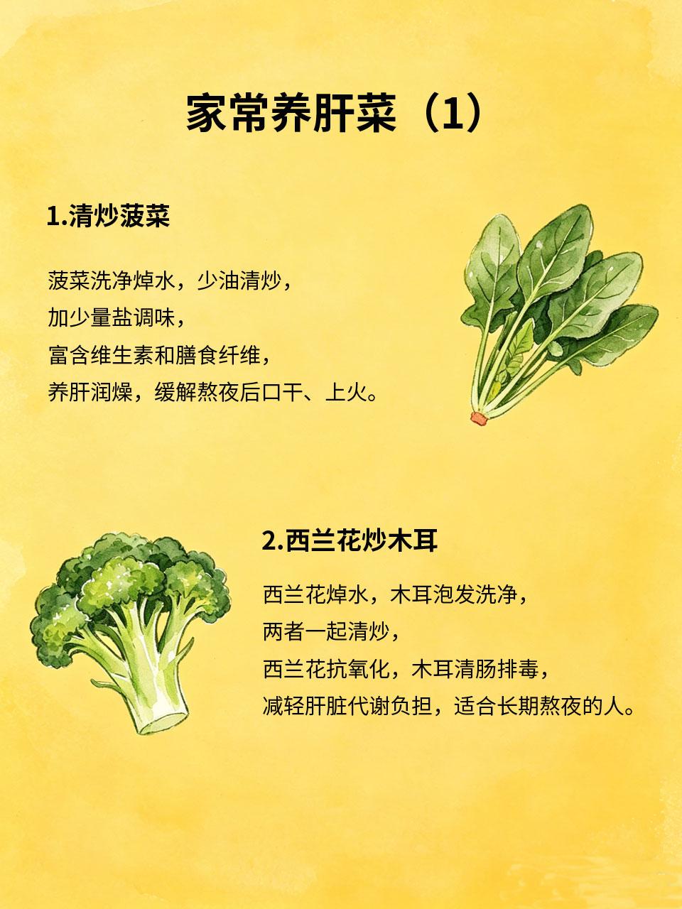 4道简单养肝菜，经常熬夜的人一定要常吃
经常熬夜、用眼过度、肝火旺盛🔥？熬夜最