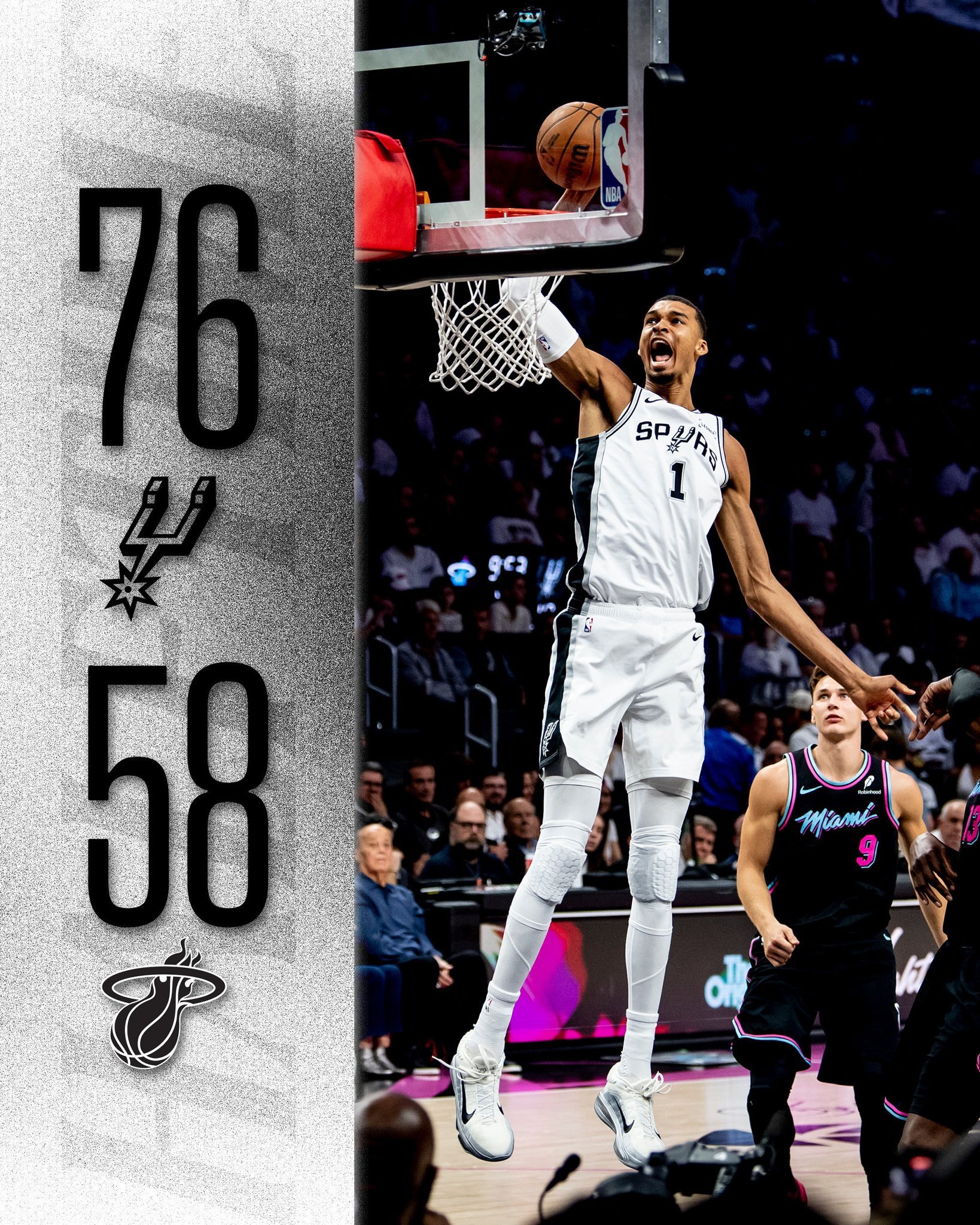 昨天周报刚说完上周热火防守崩了，三场百回合都丢130分以上，今天他们半场让马刺拿