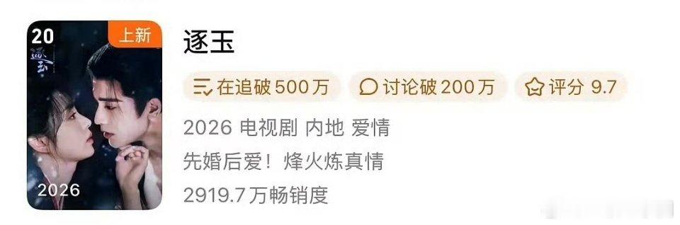 《逐玉》已经进入腾讯拉新年榜前二十了！！ 