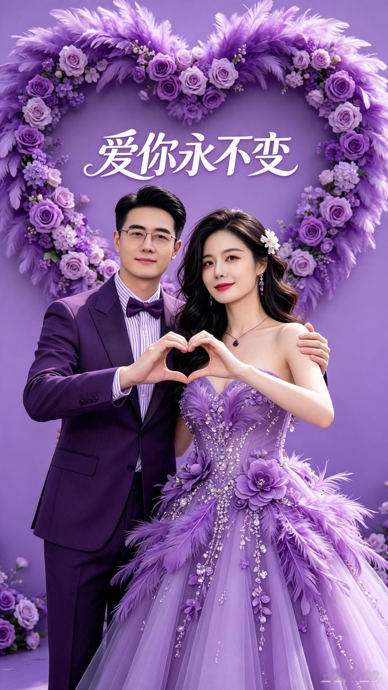 梦幻紫色婚纱
