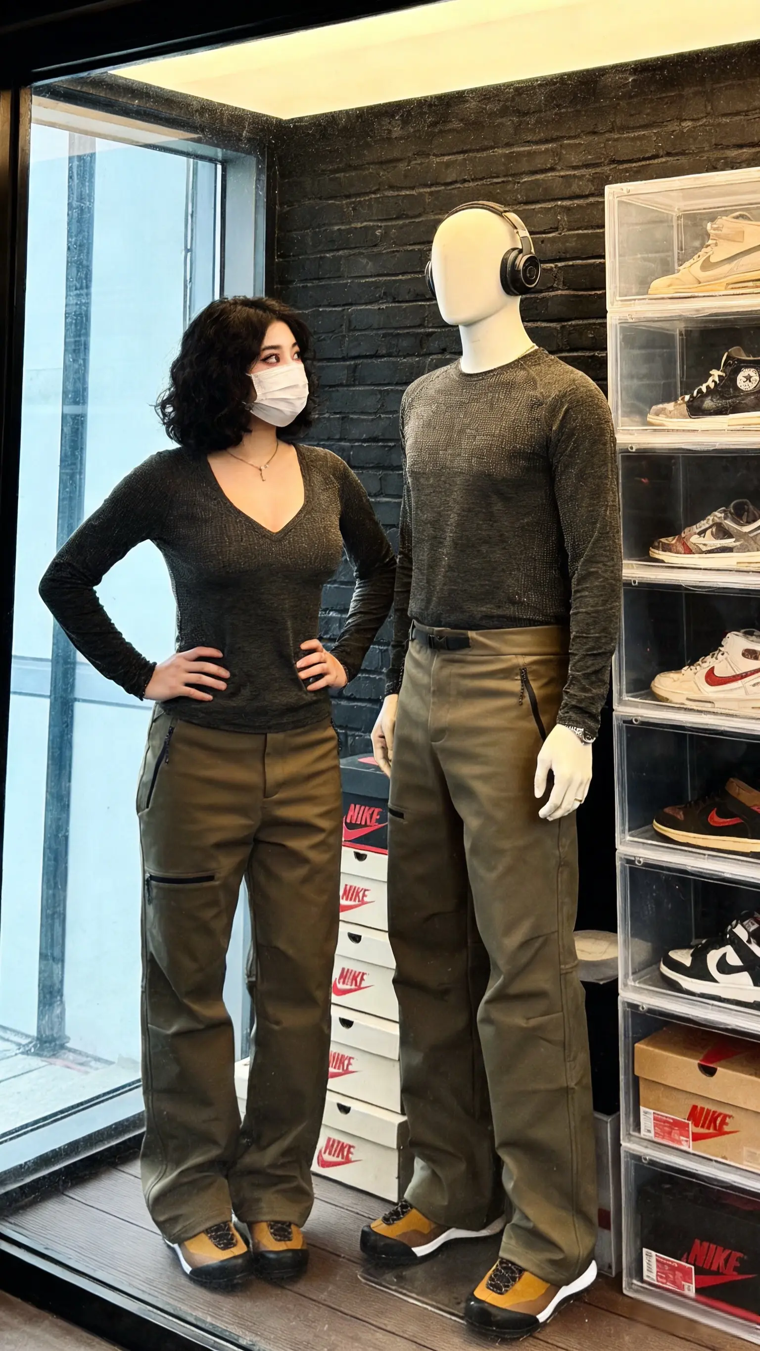 秋冬网眼加厚伽马冲锋裤户外三防拉链口袋直筒休闲裤百搭宽松