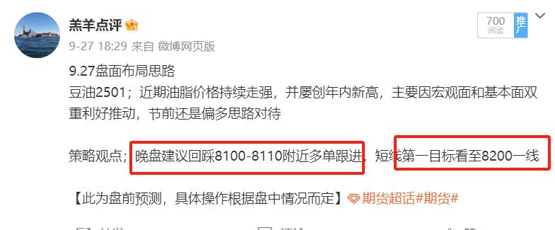 豆油2501；盘前分享豆油8100附近多单跟进，短线看至8200附近，盘中低点回
