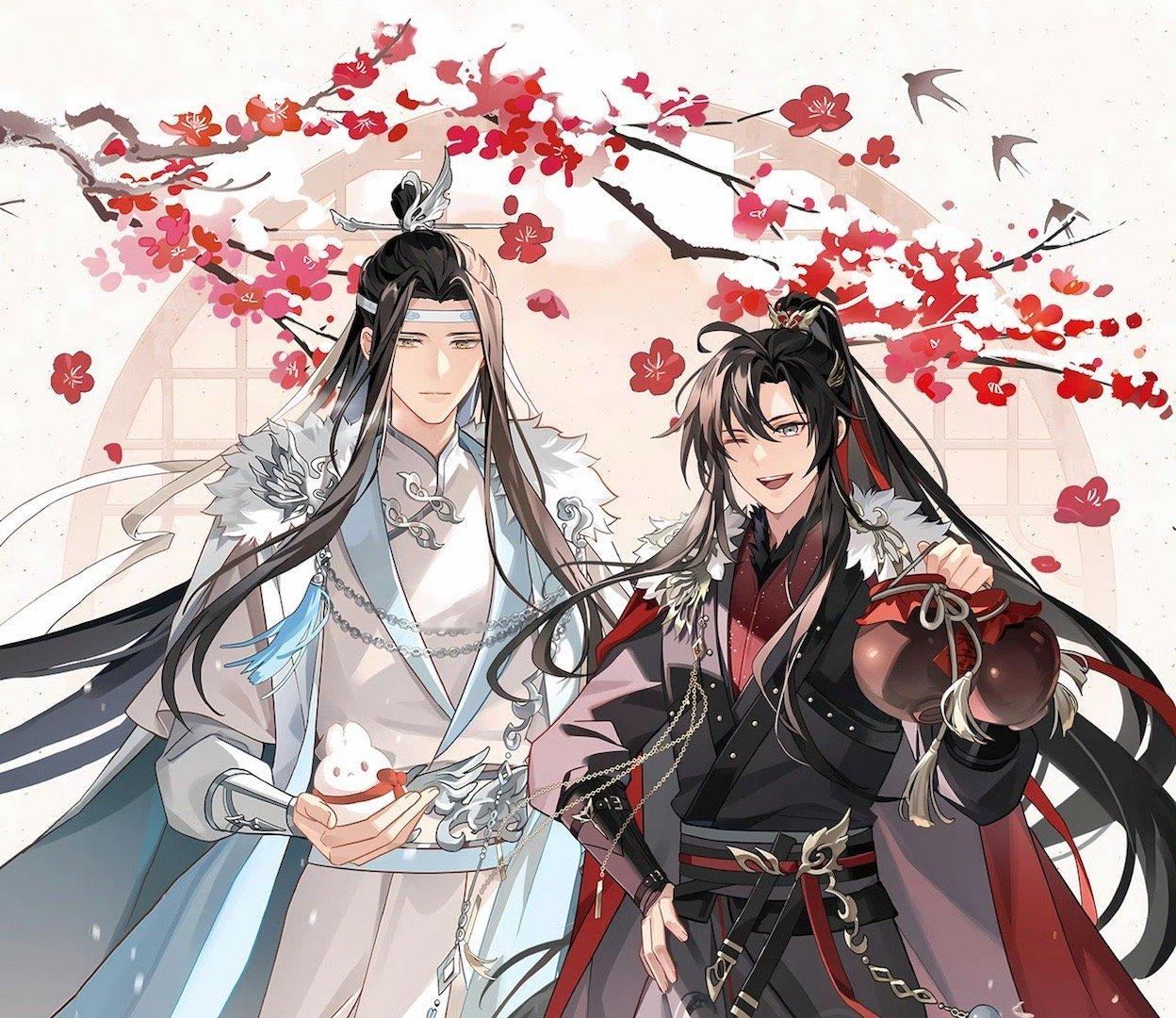 魔道祖师  ｜ 蓝忘机魏无羡天生一对  雪中景系列双人壁纸，忘羡一曲远，曲中人不