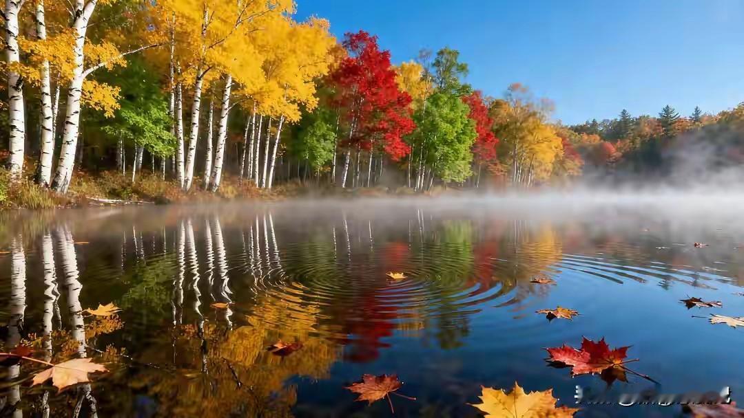 秋水映林，七彩斑斓铺画卷
春雨润物，五音乐章叮咚奏