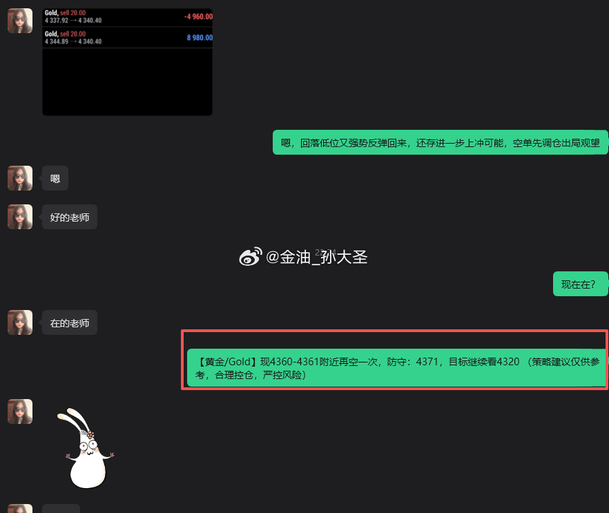 黄金短期拉升，不过拉升继续向上之后就是来到一直强调的4360一带压力了，盘中43