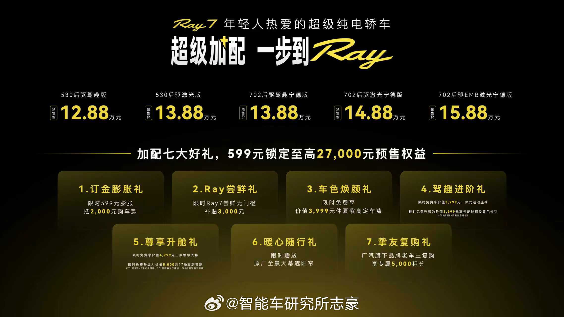 价格来了，我猜中了12-15w区间。可以说是在aion s系列之上，刚好承接着广