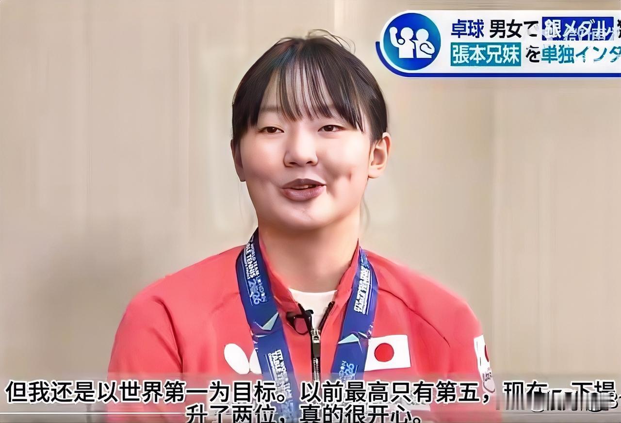 张本美和：以世界第一为目标！

最新国际乒联世界排名中，张本美和来到了女单世界第