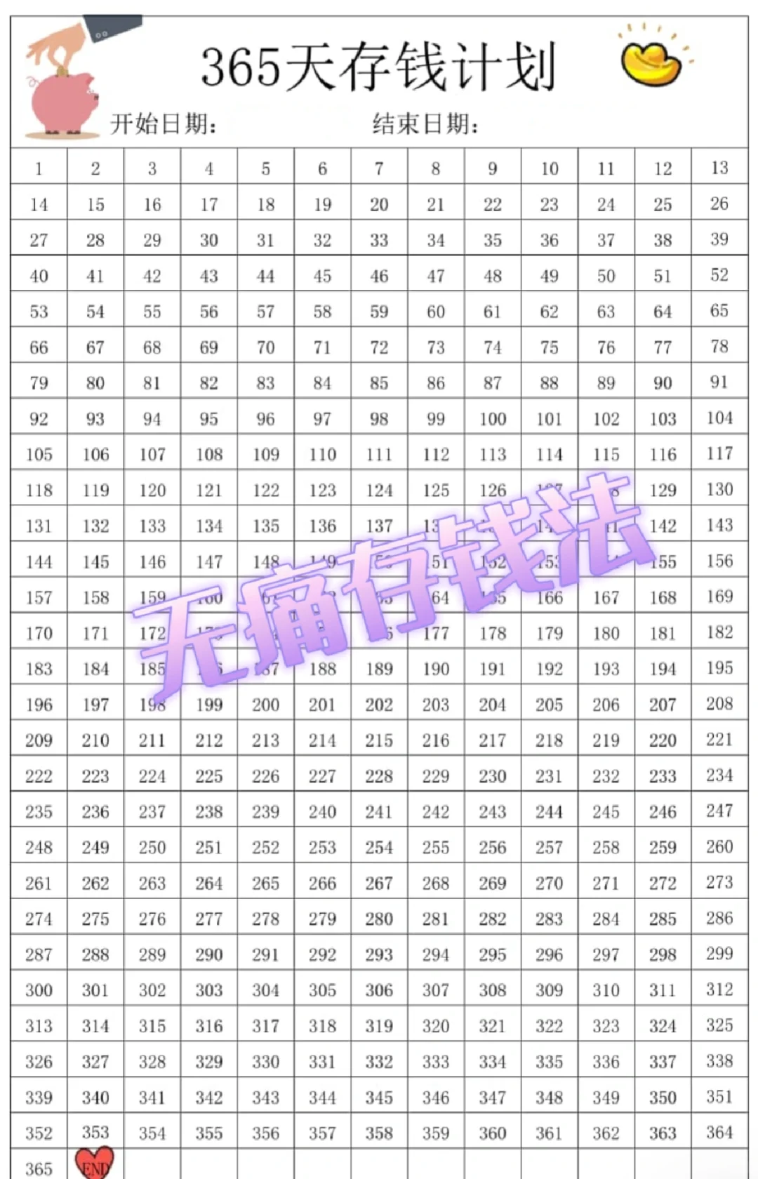 365天无痛存款（附表格，自取）