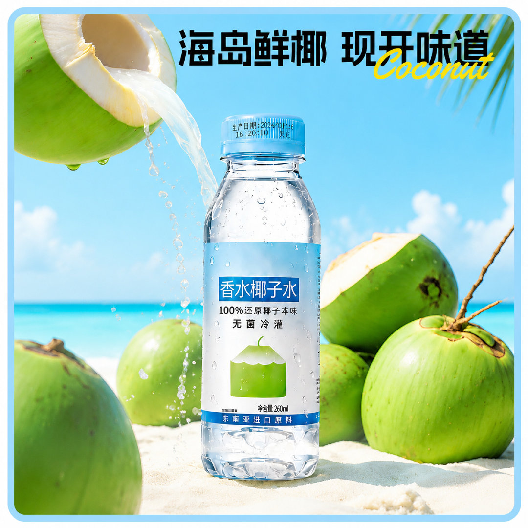 广元城市服务台  香水椰子水无菌冷灌还原椰子本味清爽好喝现开味道285ml整箱饮