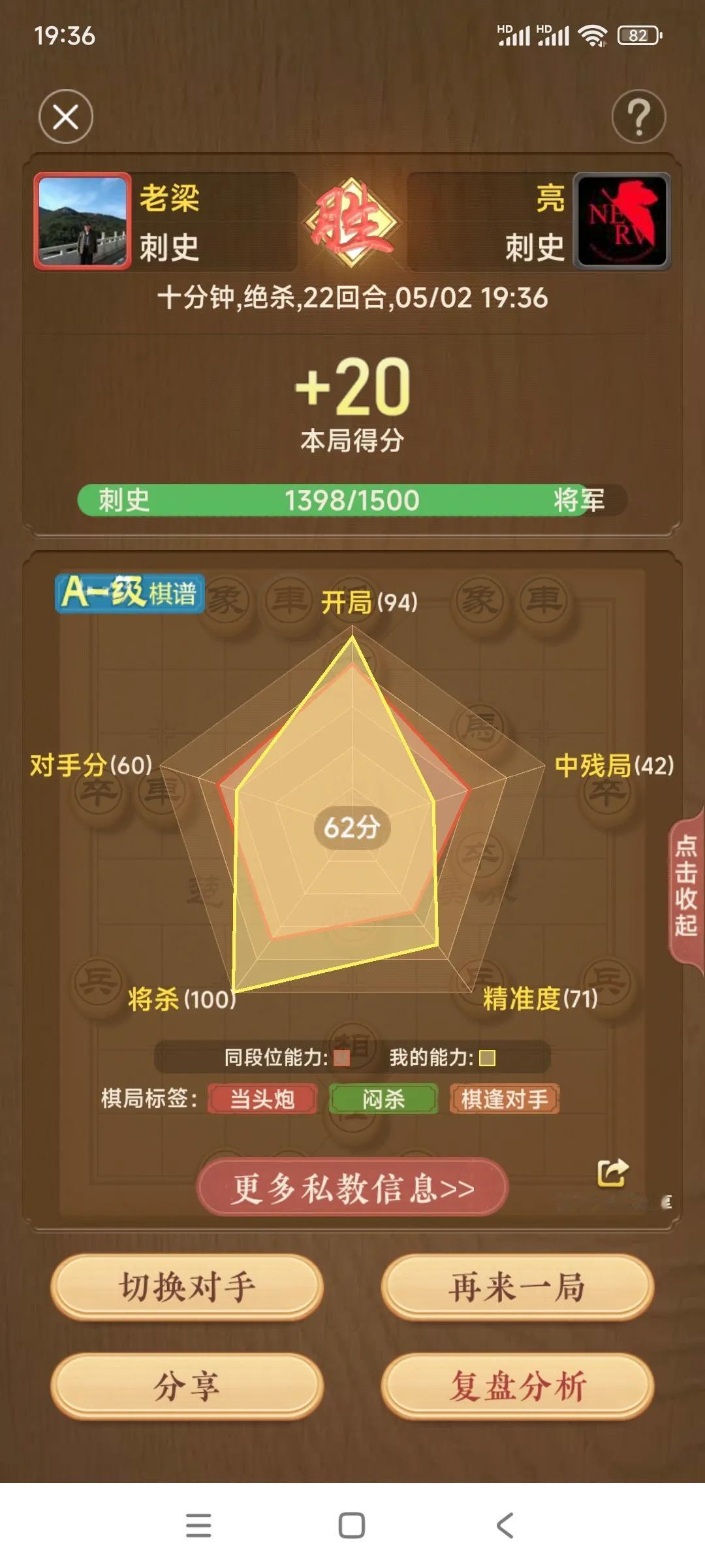 这盘棋我故意走了一个破绽。

看他识不识谱，能不能上当。

实际情况是，我七路前