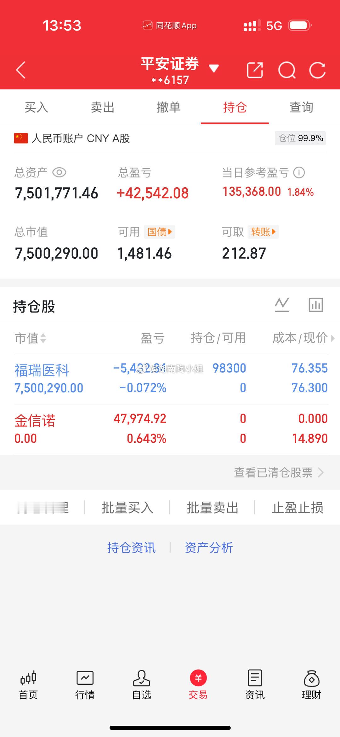 今日卖出：金信诺今日买入：福瑞医药我将记录每一天的操作，用行动见证！希望各位股友