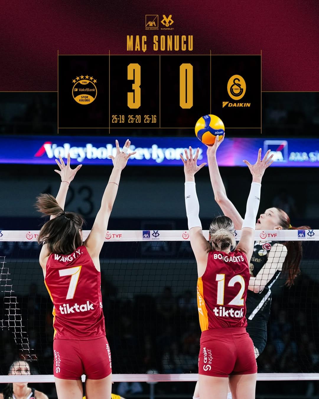 瓦基弗银行淘汰加拉塔萨雷晋级土杯决赛

2025-2026土耳其杯女排半决赛，瓦