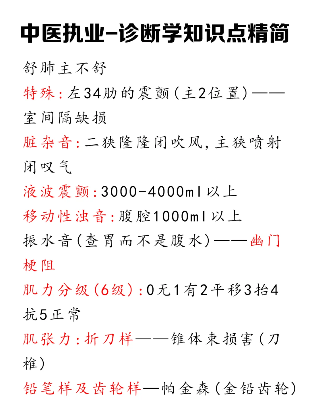 诊断学不用发愁！记精简知识点就好！