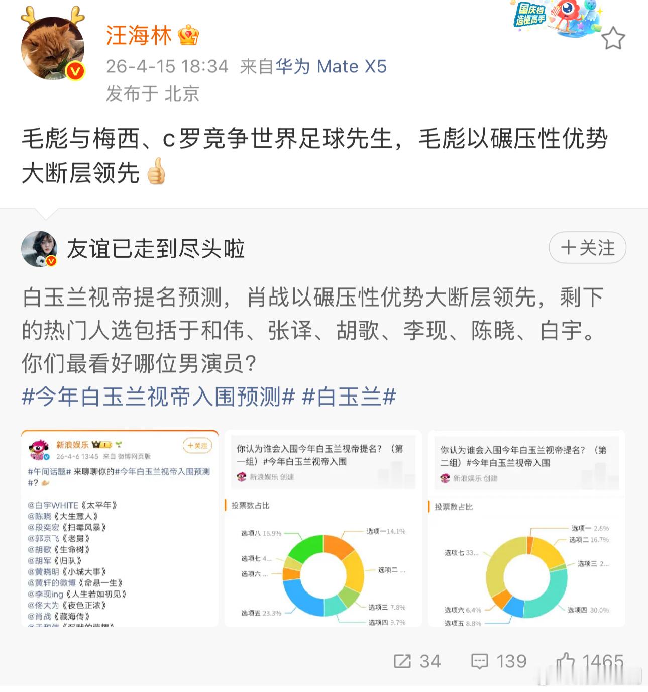 网友预测白玉兰视帝 