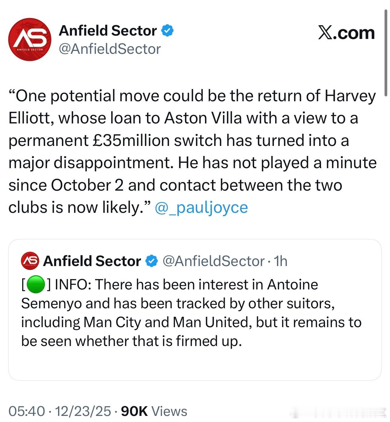 乔伊斯的几条消息，塞梅约部分和之前差不多就不提了。关于格伊，乔伊斯认为他冬窗离队