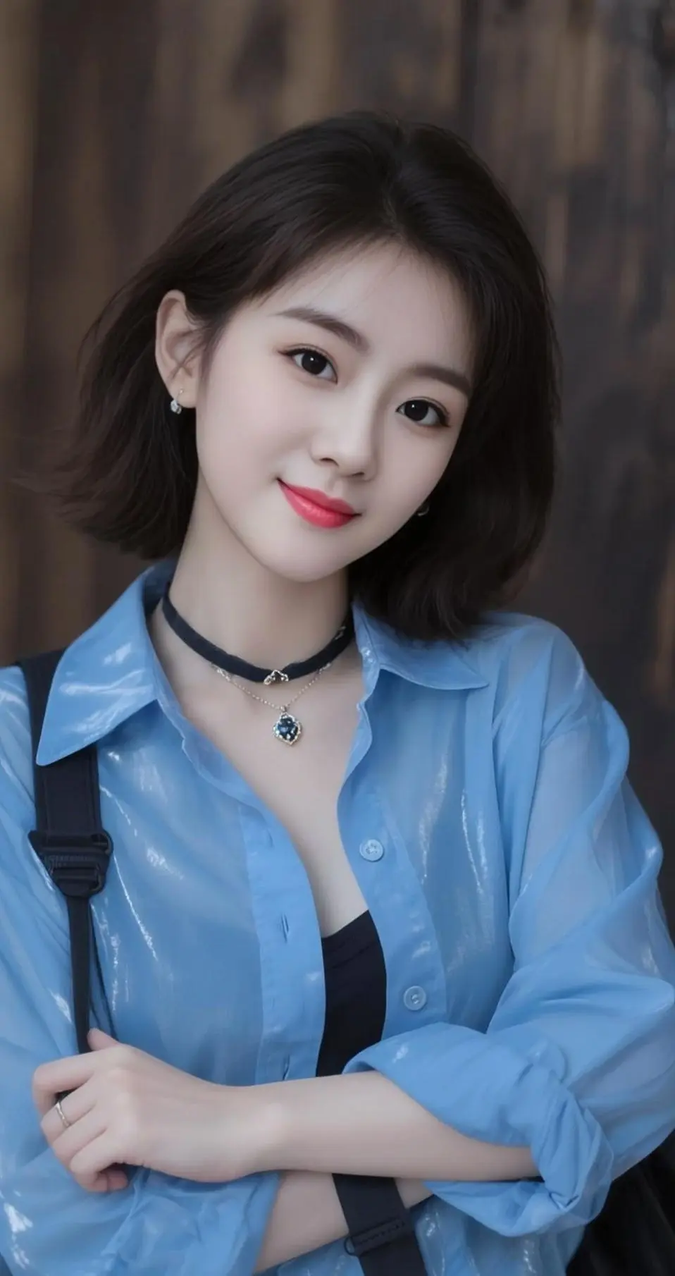 AI蓝衫短发情