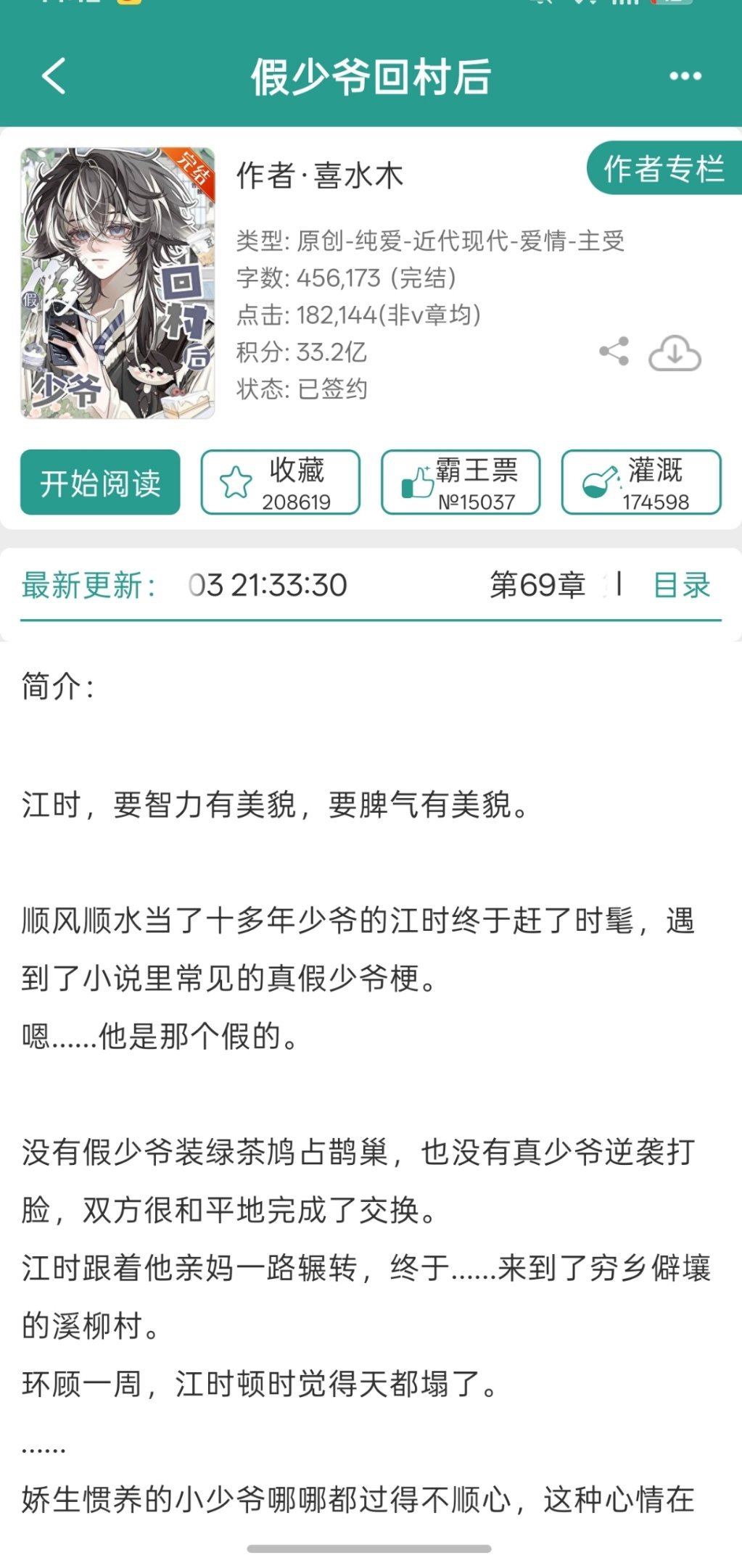 没看完，其实写的也还行，但纯纯爱情二人转，看了60%也没啥具体内容，喜欢甜宠文的