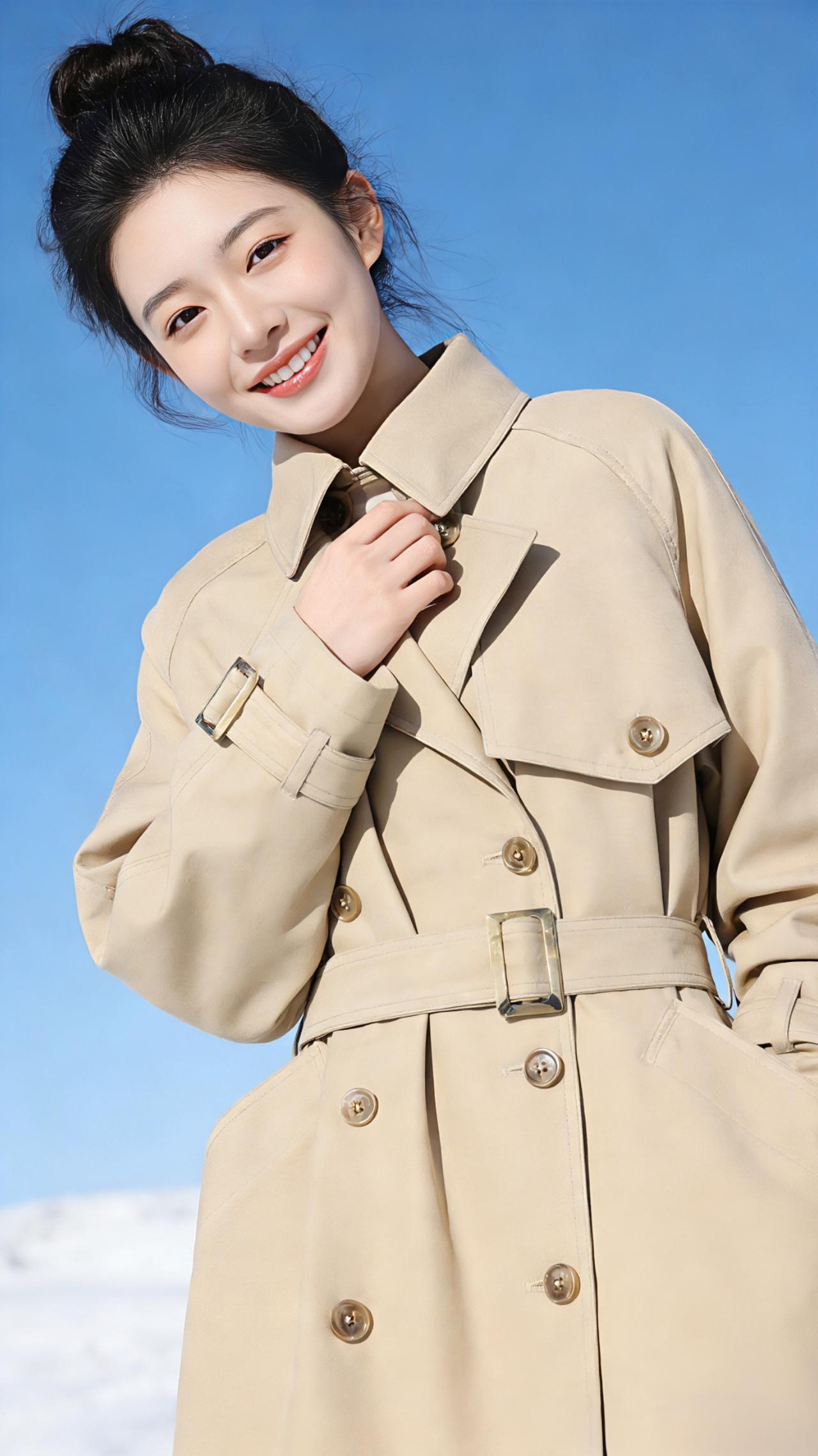 雪色风衣
 
雪后的蓝天像一块被擦拭得发亮的冰玉，干净得没有一丝褶皱。
 
她站