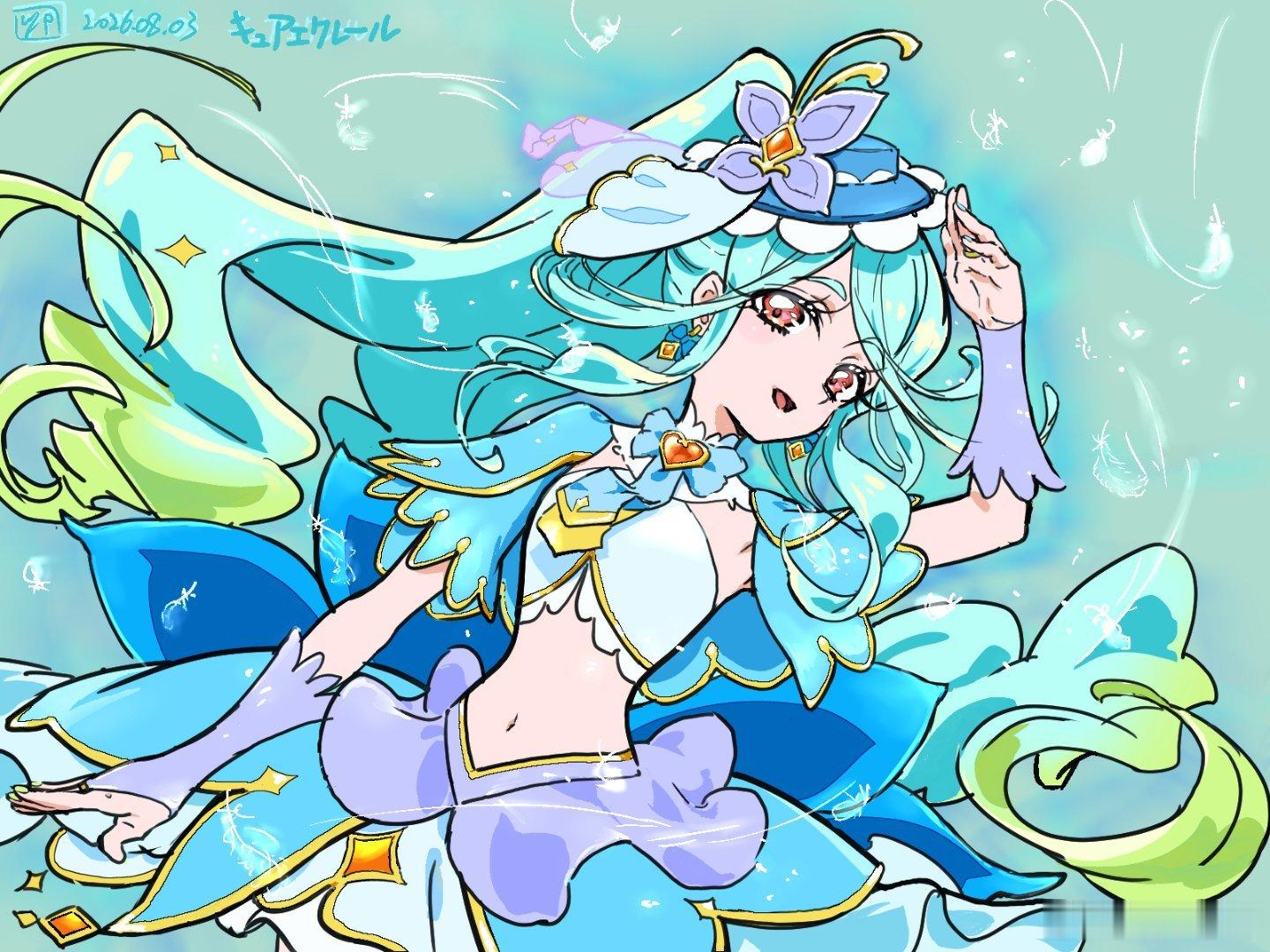 画了名侦探光之美少女的蓝Q！太爱这个角色，变身在空中闪电战然后全力以赴后续航才五