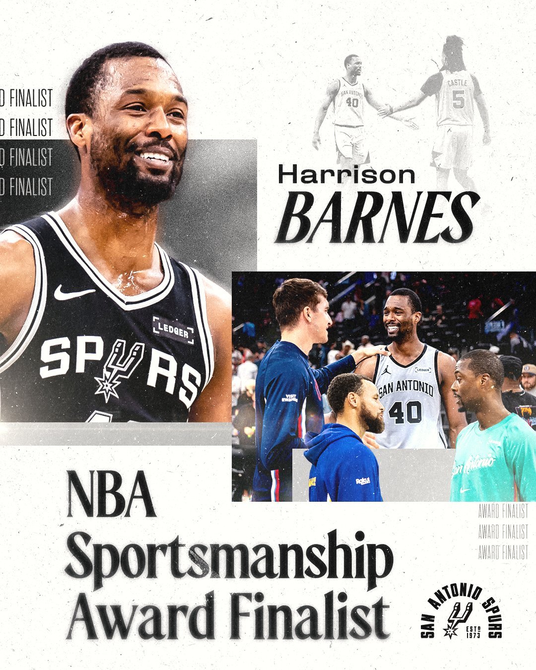 本赛季体育道德风尚奖候选名单公布，巴恩斯入选🤝最终候选名单：德里克·怀特（凯尔