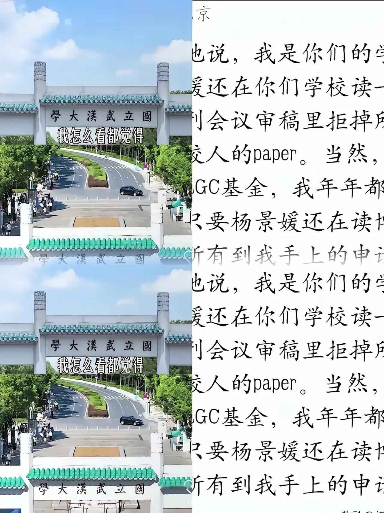 武大研究生被集体“株连”？
由于武大杨同学毕业论文质量遭广泛质疑，使武大学术环境