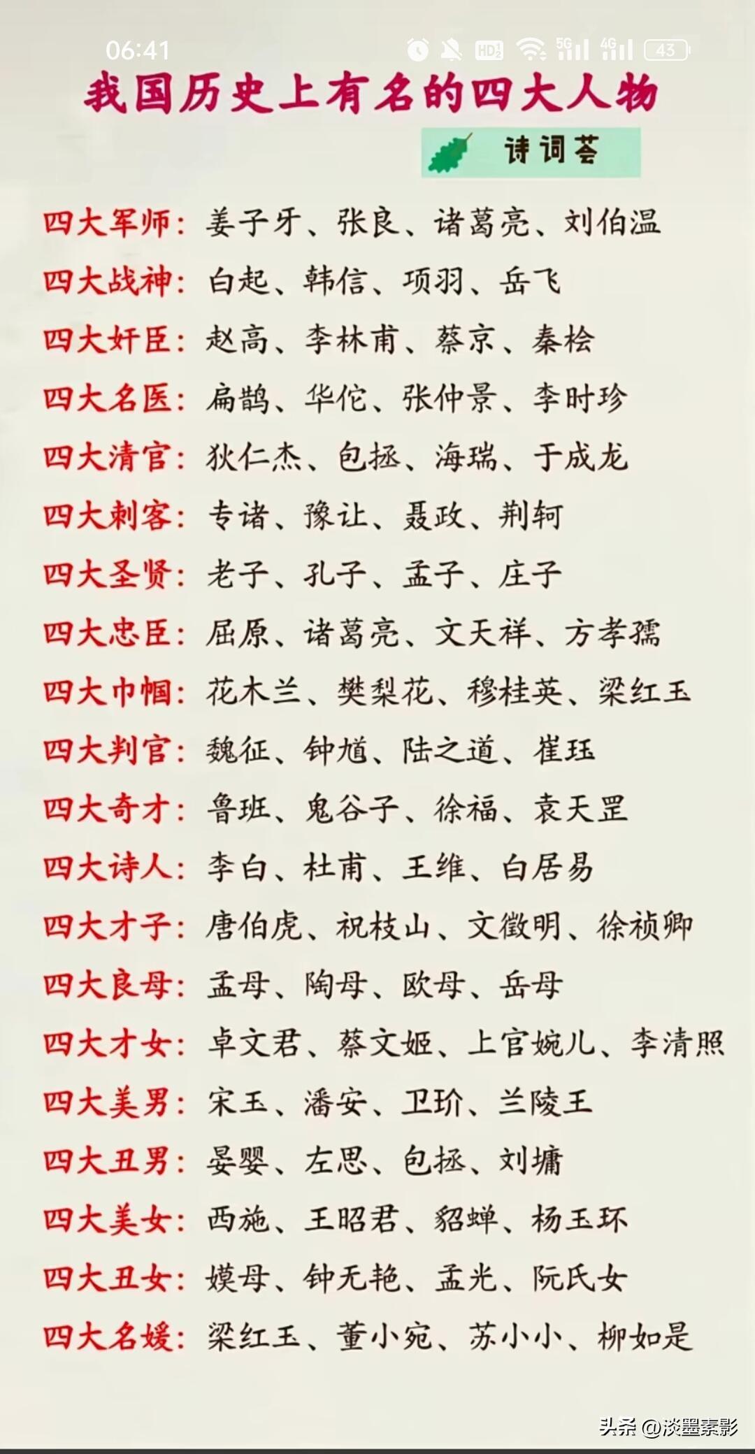 中国历史上四大人物盘点，揭秘历史风云中的传奇人物！