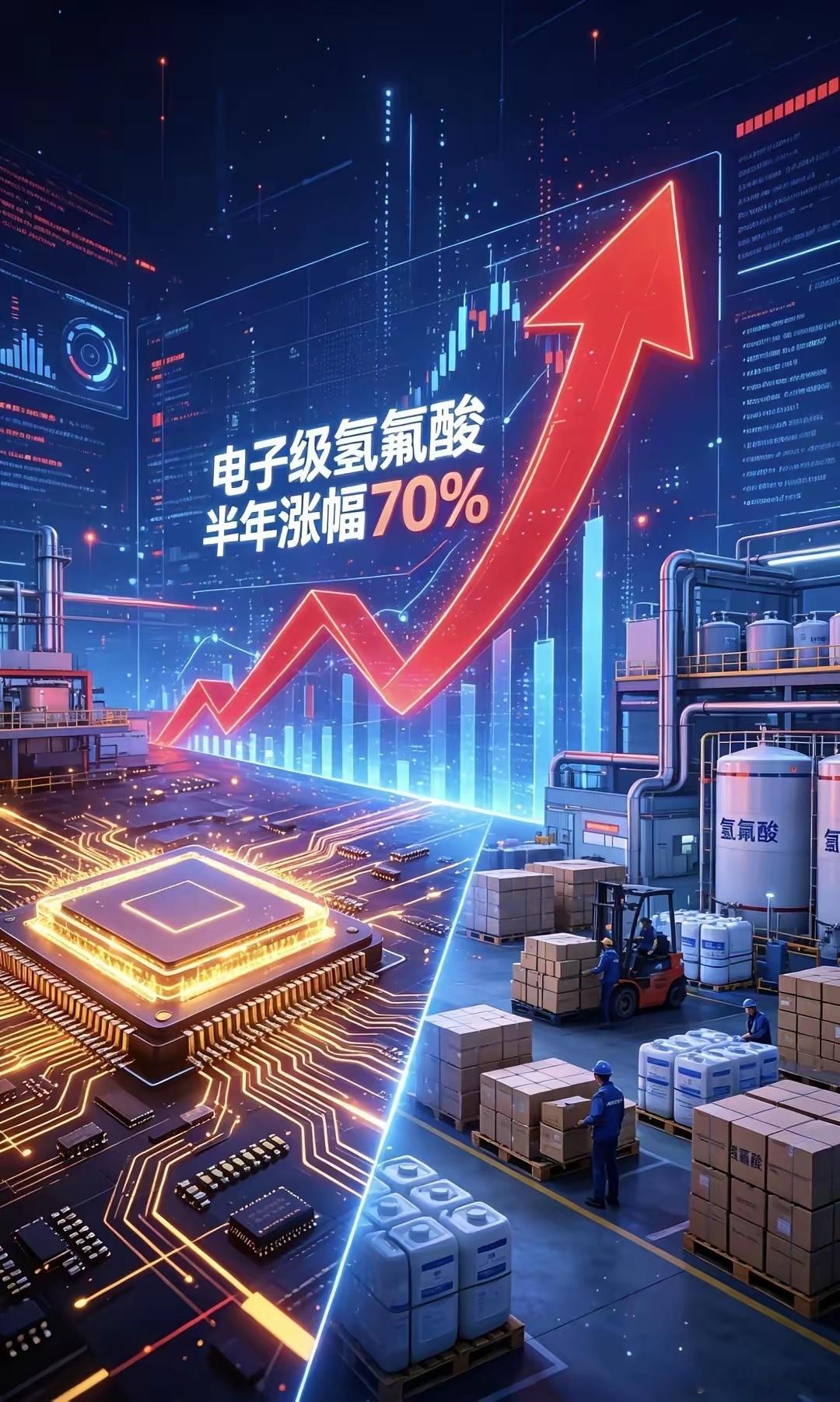半导体原材料价格持续走高半导体原材料又涨价了电子级氢氟酸半年暴涨超70%上游原料