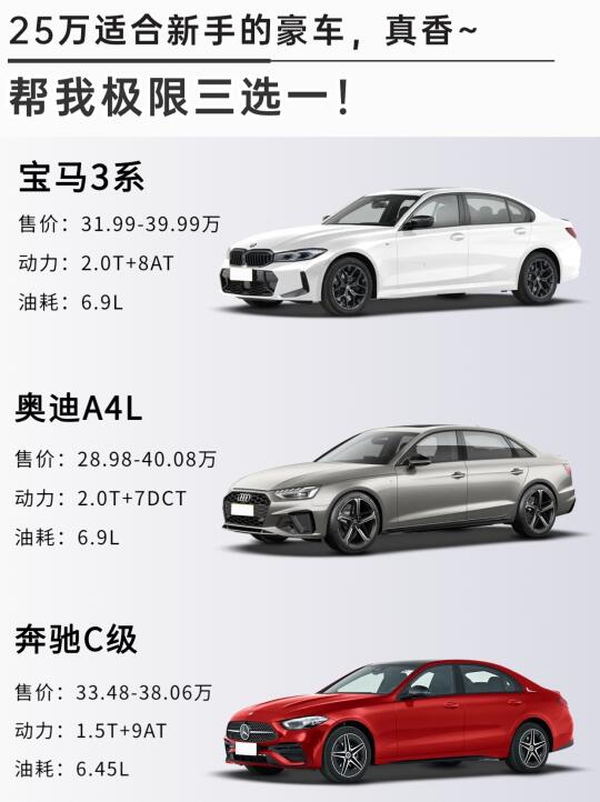 25万左右适合新手第一台豪车，你会怎么选