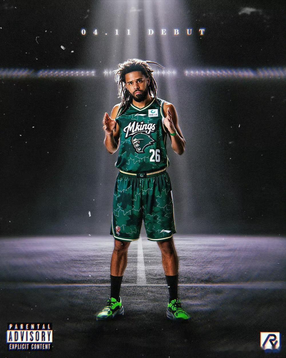 第二节还有2分47秒，J.cole上了。 