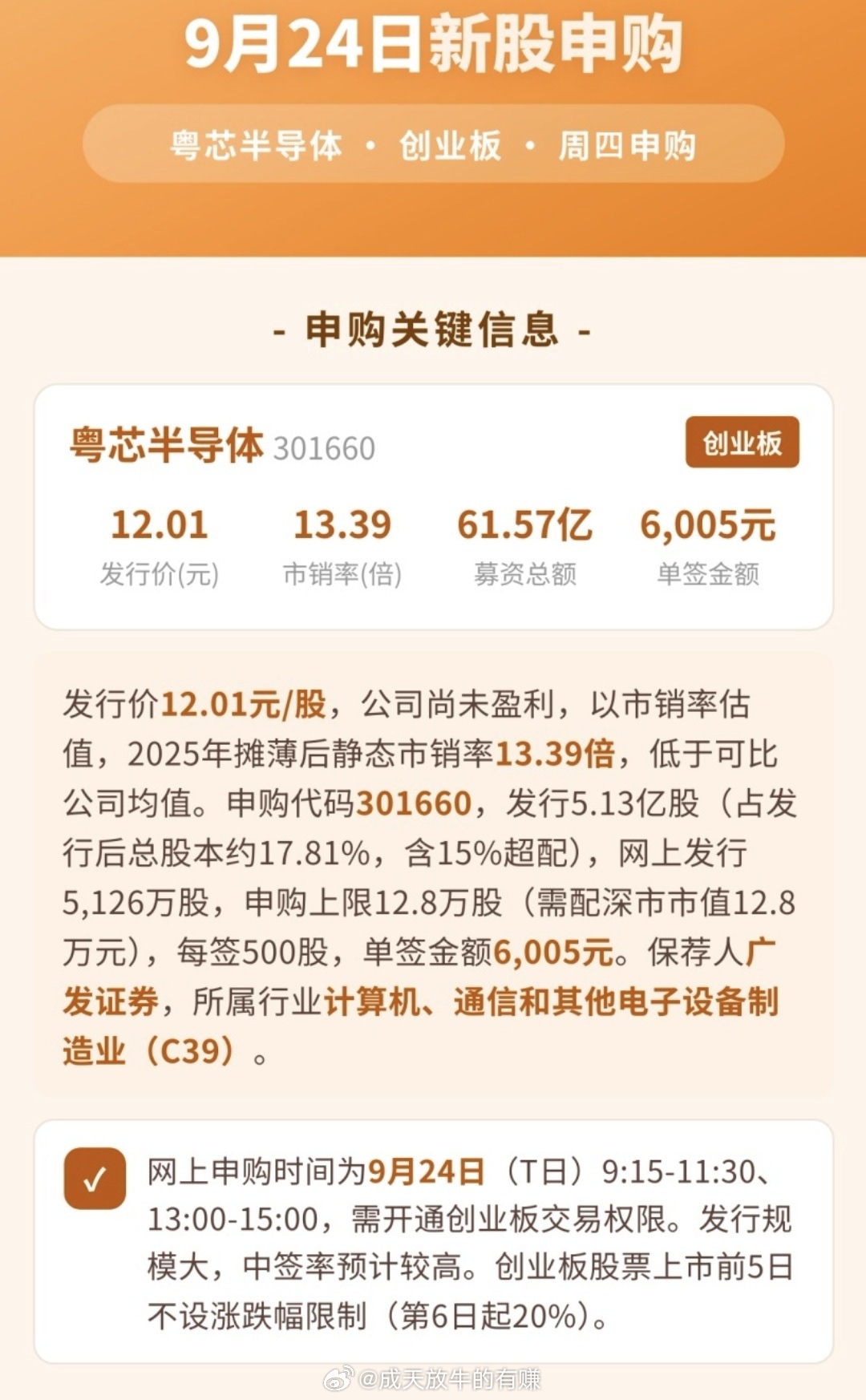 9月24日新股申购一一粤芯半导体 ​​​
