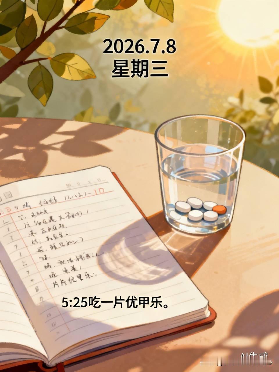 2026.7.8 星期三
（5：25吃一片优甲乐。）
有人说，
一定要大量的频繁