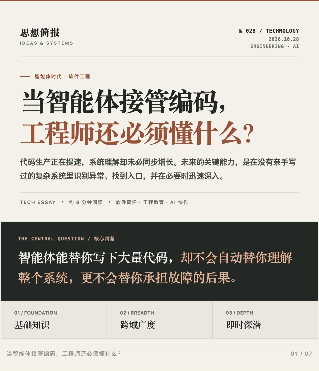 「当智能体接管编码，工程师该凭什么守住系统？」AI把代码产出推向极速，却不会替人
