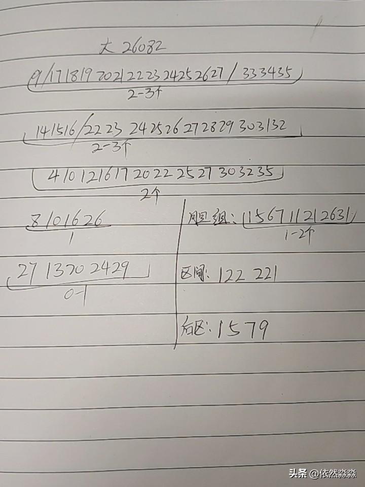 大乐透26082期综合分析
本期和值小于100以下，不考虑断区，三区最多1一2个