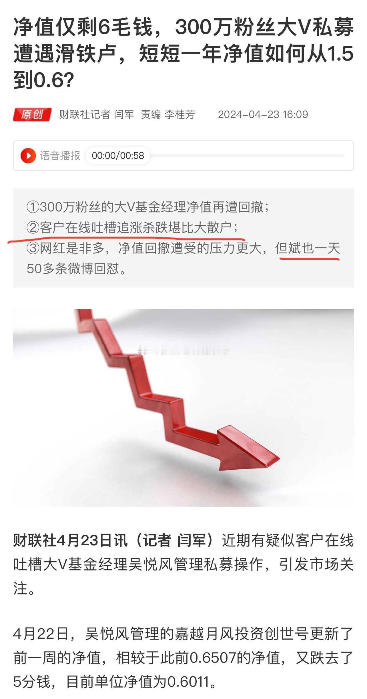 净值仅剩6毛钱，300万粉丝大V私募基金遭遇滑铁卢，短短一年净值如何从1.5到0