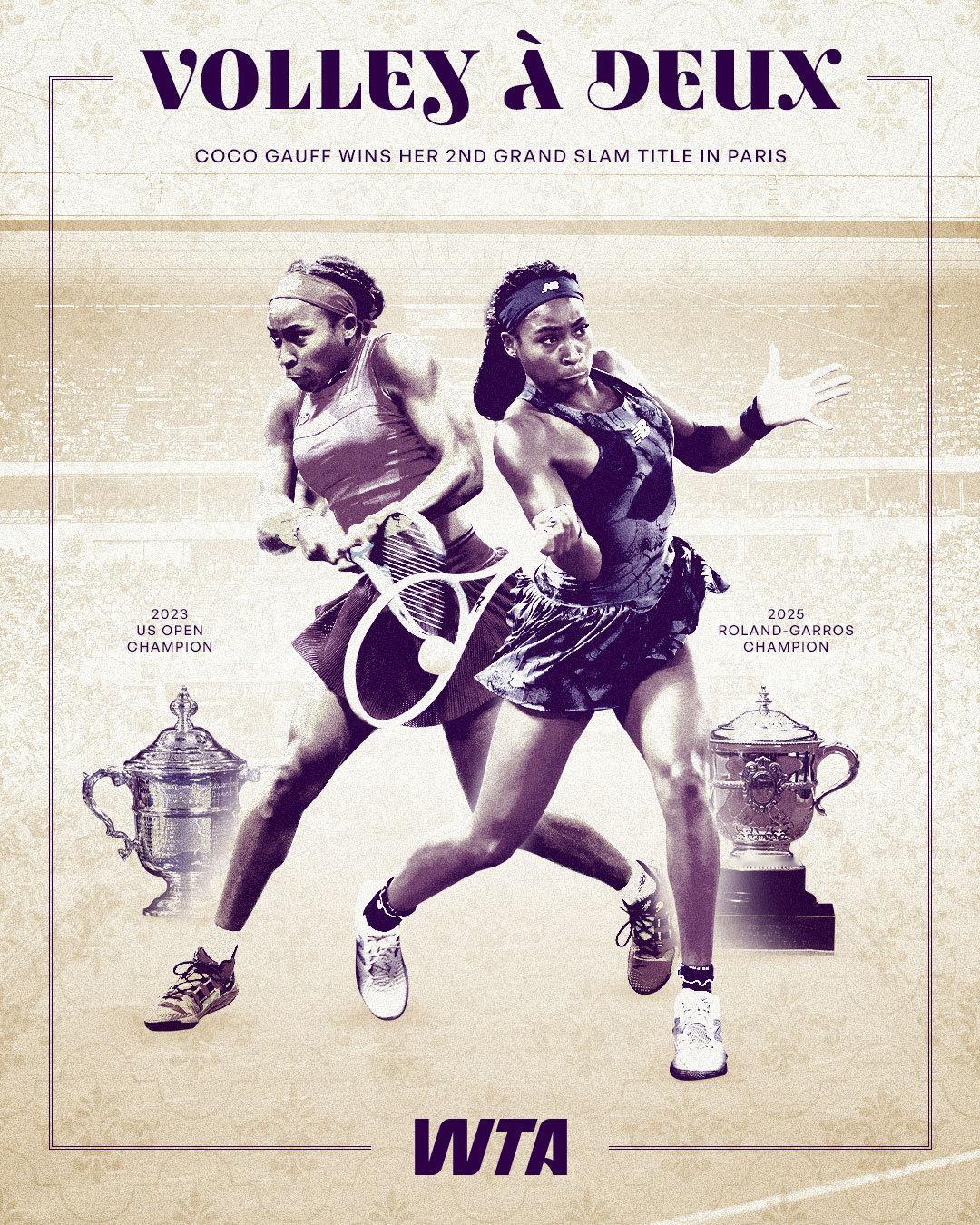 2023美网🏆2025法网🏆今天起是两届大满贯冠军得主高芙✌高芙首夺法网冠军