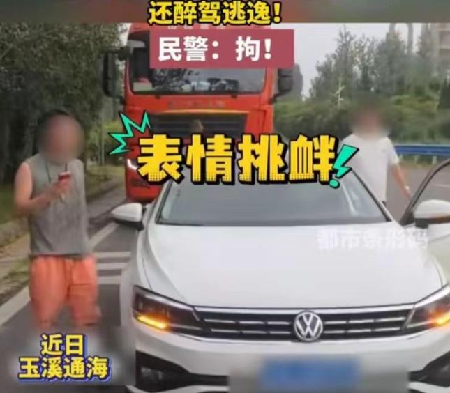 玉溪，男子喝醉了酒，不去酒店睡觉，偏要出来溜达两圈，结果别了大货车两次，还辱骂了
