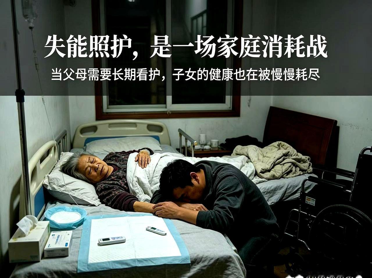 病房的夜灯还亮着，热水瓶还冒着雾气，63岁的儿子给89岁失能的母亲翻身擦背，等到