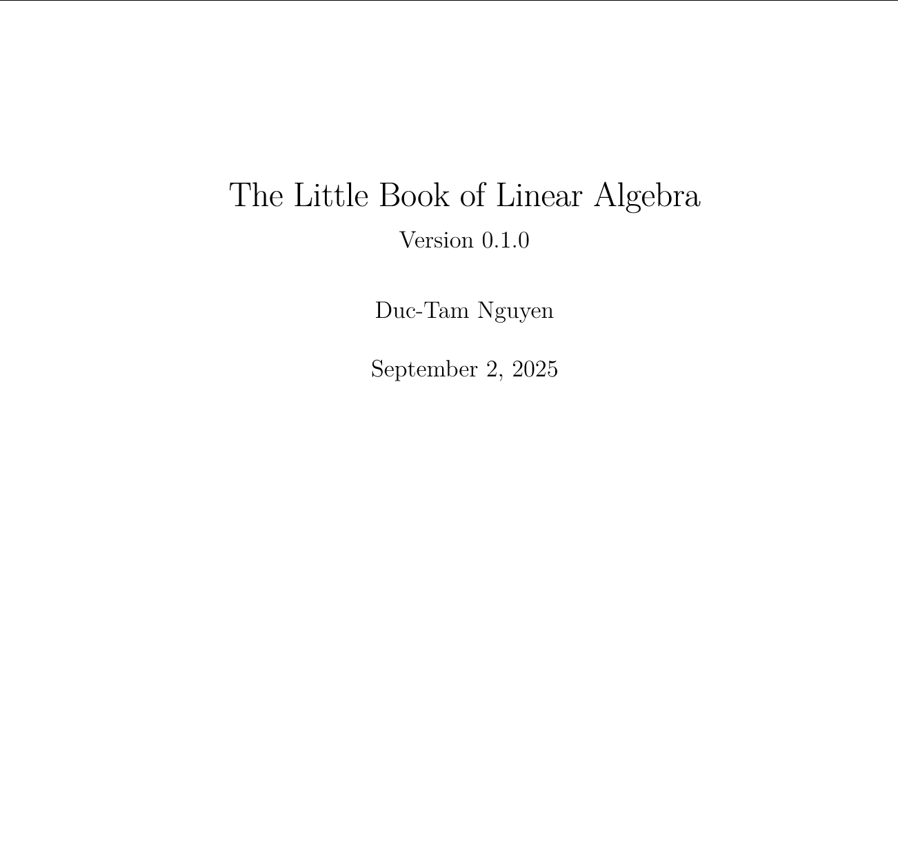 新鲜出炉的线性代数教材 《The Little Book of Linear A